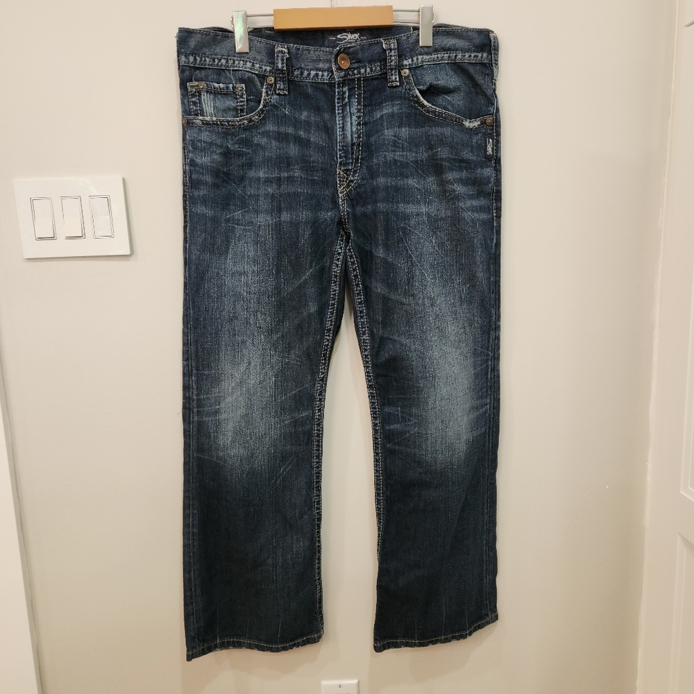 Silver Jeans Zac Mens 38x31 Tag 38x32 Denim Bootcut Boot Stretch Western Vintage